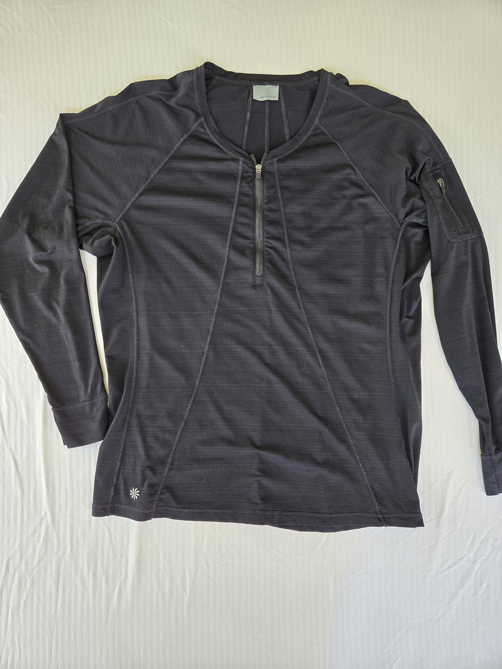 Athleta Black Pacifica UPF Half Zip Long Sleeve Top - Size 12/14